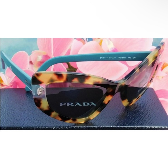 $352 Prada Medium Havana Catwalk Sunglasses Brown Blue Made in Italy 100% UV PRO main image 6